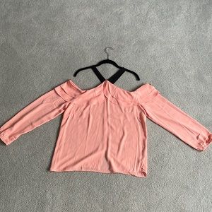 Peach open shoulder blouse